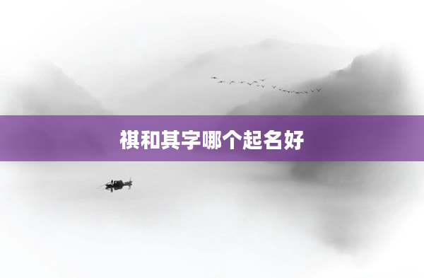 祺和其字哪個起名好