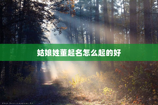 2姑娘姓董起名怎么起的好