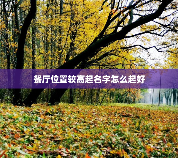 2餐廳位置較高起名字怎么起好