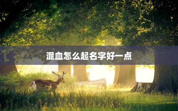 2混血怎么起名字好一點(diǎn)