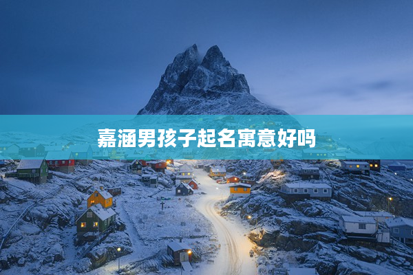 2嘉涵男孩子起名寓意好嗎