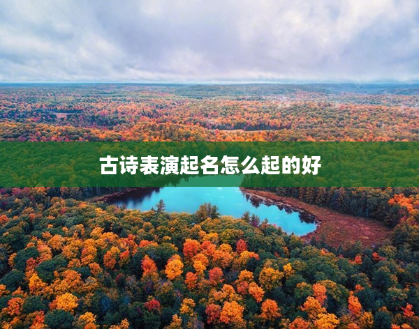 2古詩表演起名怎么起的好