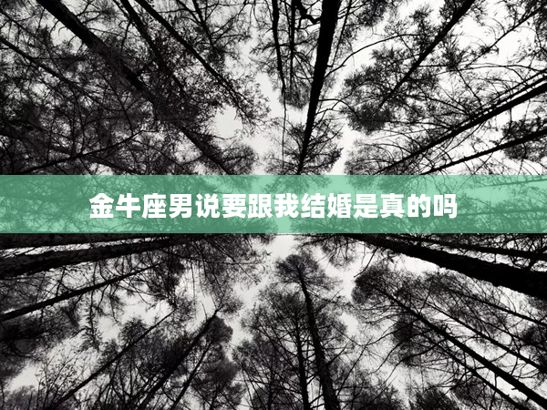 金牛座男說要跟我結(jié)婚是真的嗎